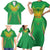 Custom Mali Football Family Matching Short Sleeve Bodycon Dress and Hawaiian Shirt Go Les Aigles Green Color