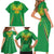 Custom Mali Football Family Matching Short Sleeve Bodycon Dress and Hawaiian Shirt Go Les Aigles Green Color