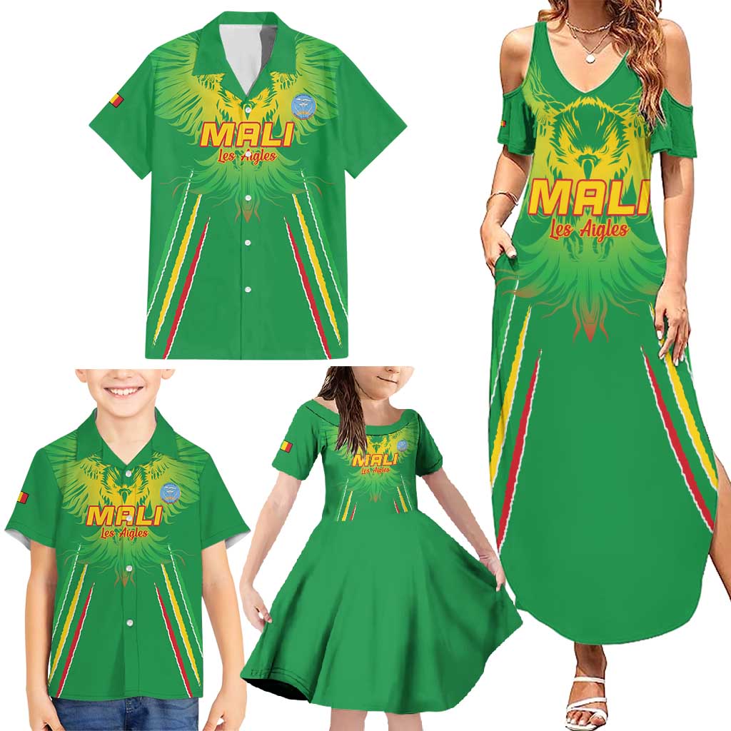 Custom Mali Football Family Matching Summer Maxi Dress and Hawaiian Shirt Go Les Aigles Green Color - Wonder Print Shop