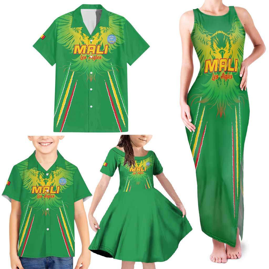 Custom Mali Football Family Matching Tank Maxi Dress and Hawaiian Shirt Go Les Aigles Green Color - Wonder Print Shop