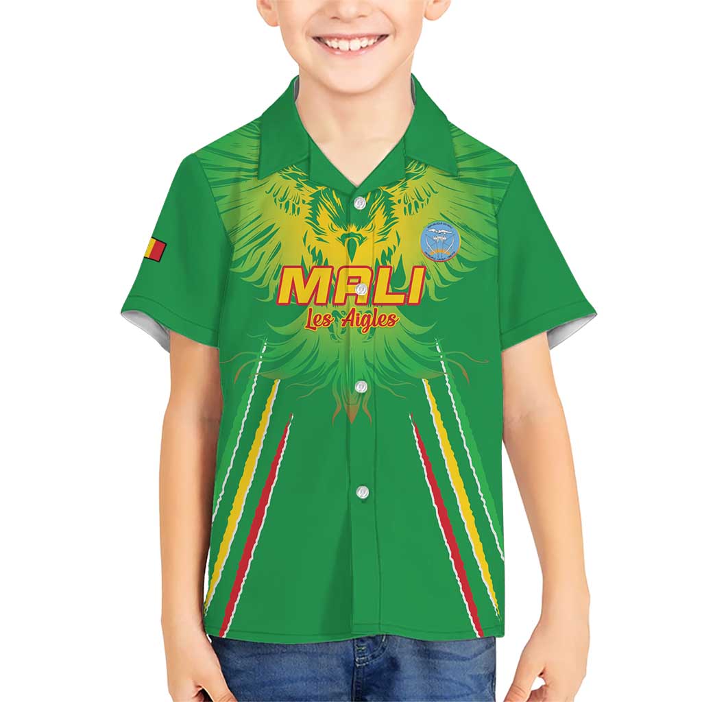 Custom Mali Football Kid Hawaiian Shirt Go Les Aigles Green Color - Wonder Print Shop