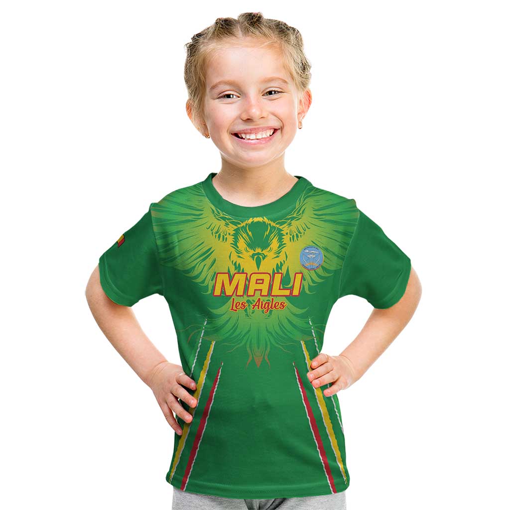 Custom Mali Football Kid T Shirt Go Les Aigles Green Color - Wonder Print Shop