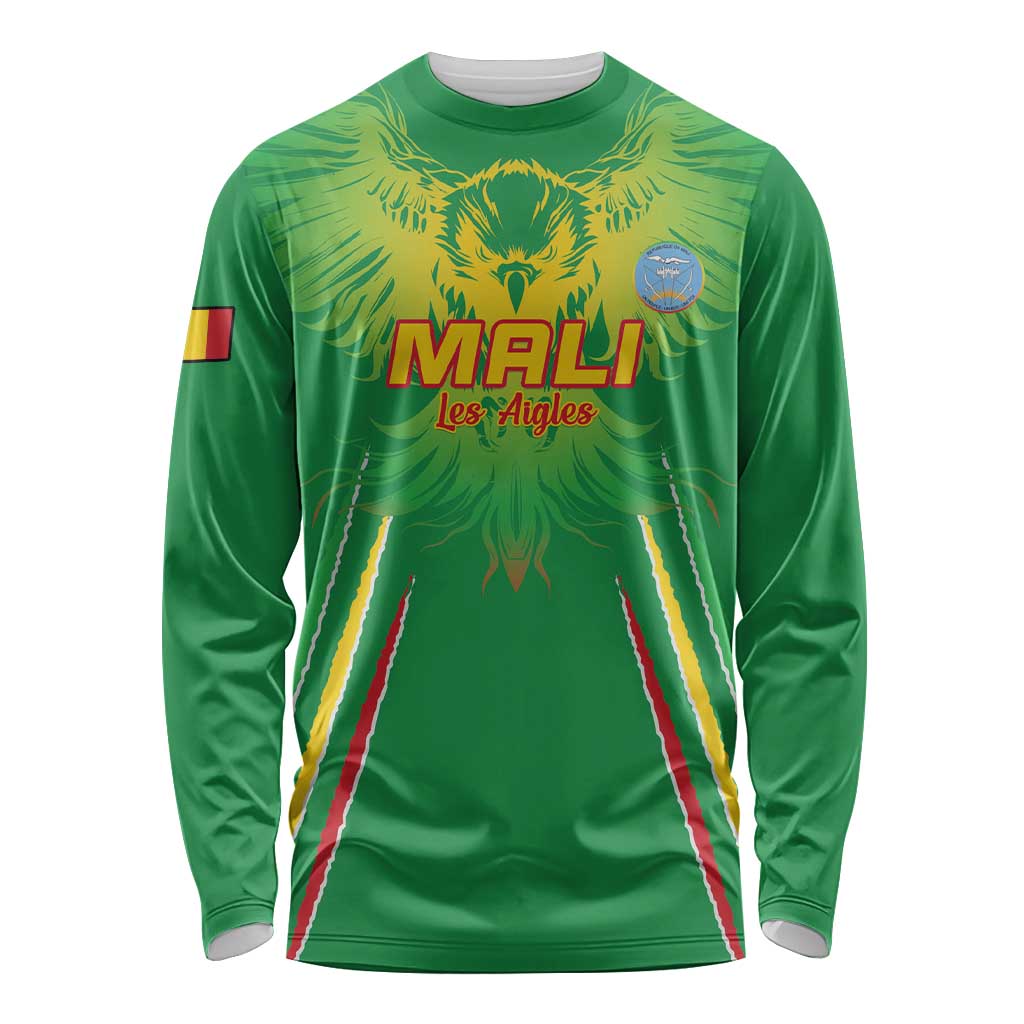 Custom Mali Football Long Sleeve Shirt Go Les Aigles Green Color - Wonder Print Shop