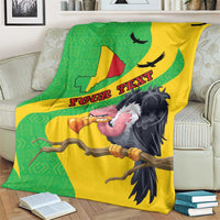 Green and yellow Mali flag map blanket with cartoon vulture and “YOUR TEX”