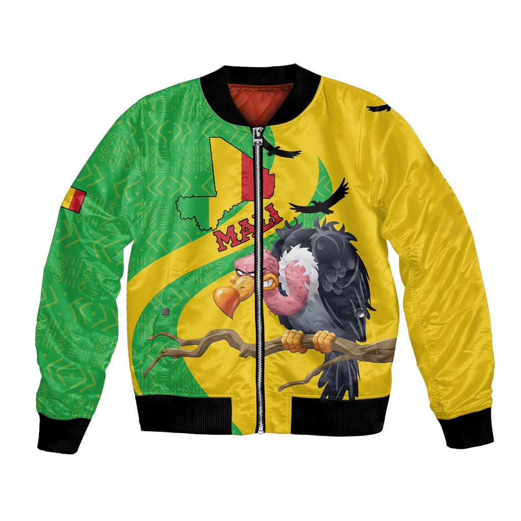 Personalised Mali Bomber Jacket Vulture With Flag Map Bogolan Pattern