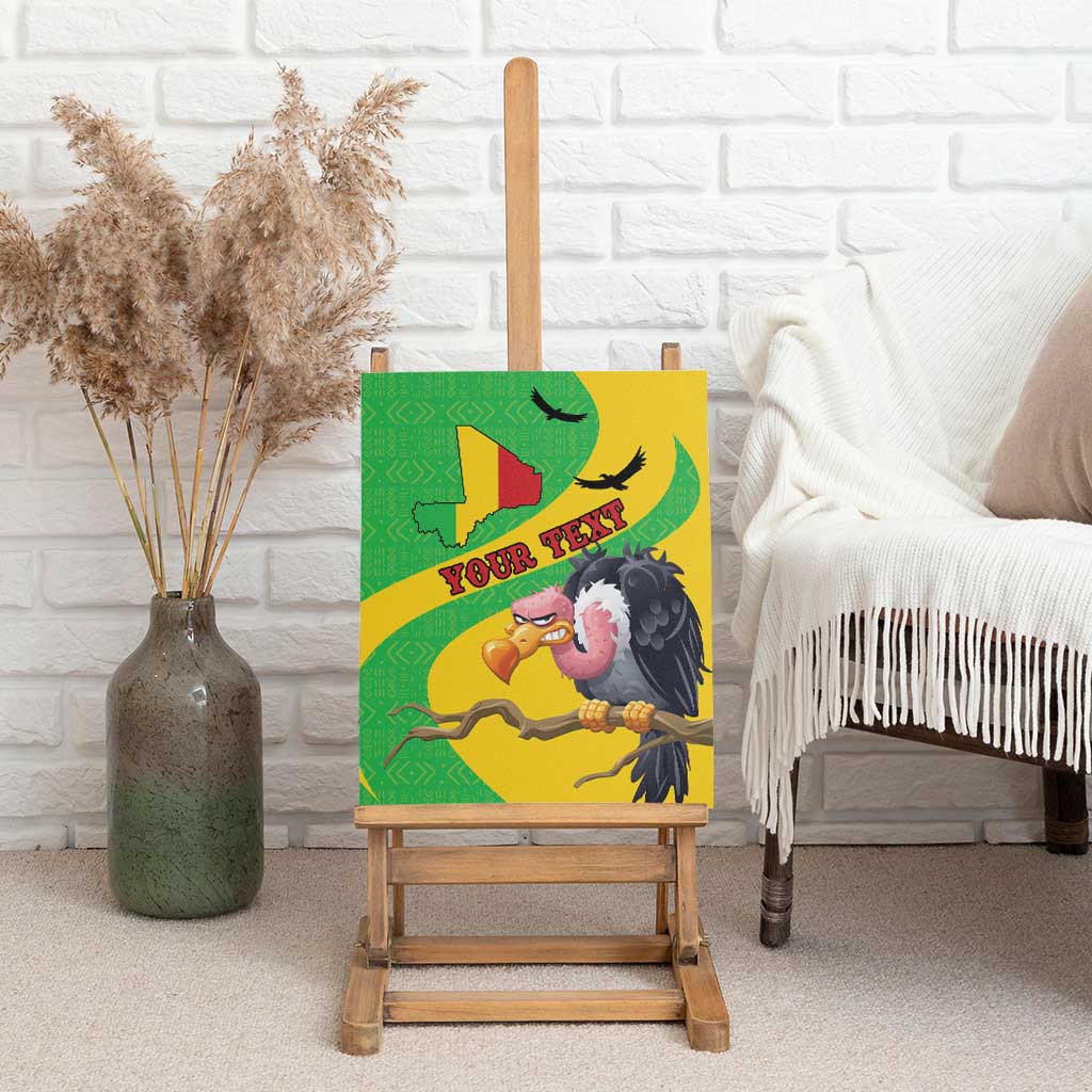 Personalised framed canvas wall art showing Mali map, vulture character, and “Your Texas” wording