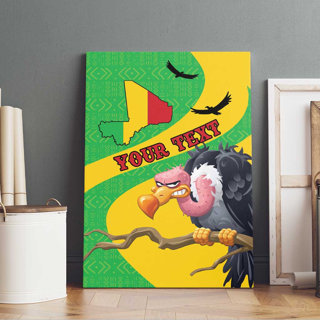 Personalised canvas wall art featuring Mali map flag, vulture character, and “Your Texas” text