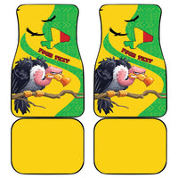 Personalized car floor mats, green/yellow vulture flag map bogolan pattern with custom text