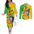 Personalised Mali Couples Matching Off The Shoulder Long Sleeve Dress and Long Sleeve Button Shirt Vulture With Flag Map Bogolan Pattern