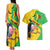 Personalised Mali Couples Matching Tank Maxi Dress and Hawaiian Shirt Vulture With Flag Map Bogolan Pattern