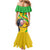 Personalised Mali Family Matching Mermaid Dress and Hawaiian Shirt Vulture With Flag Map Bogolan Pattern