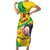 Personalised Mali Family Matching Short Sleeve Bodycon Dress and Hawaiian Shirt Vulture With Flag Map Bogolan Pattern