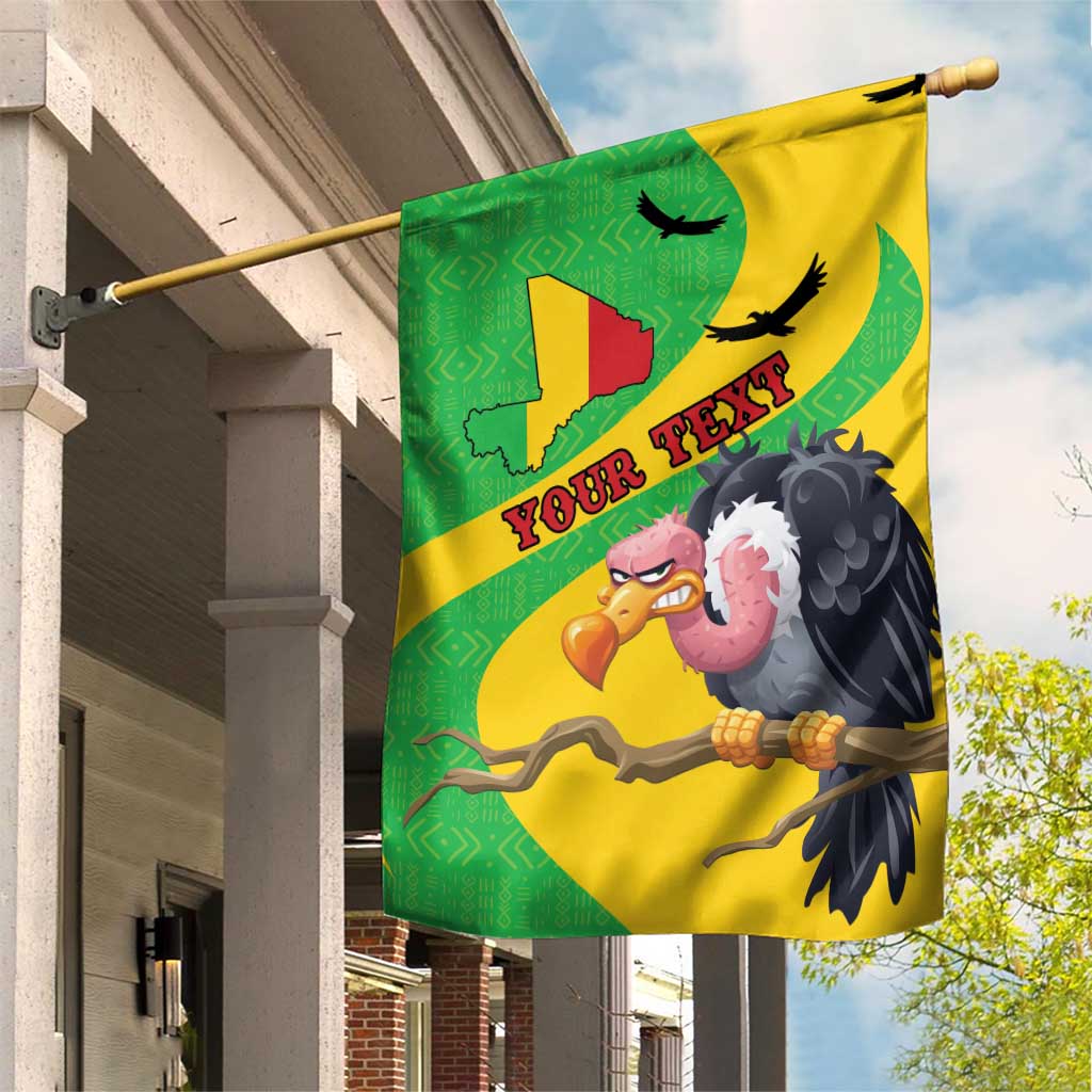 Personalised Mali Garden Flag Vulture With Flag Map Bogolan Pattern - Wonder Print Shop