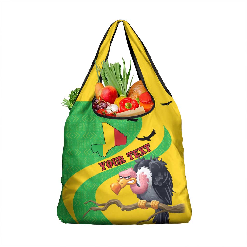 Personalised Mali Grocery Bag Vulture With Flag Map Bogolan Pattern