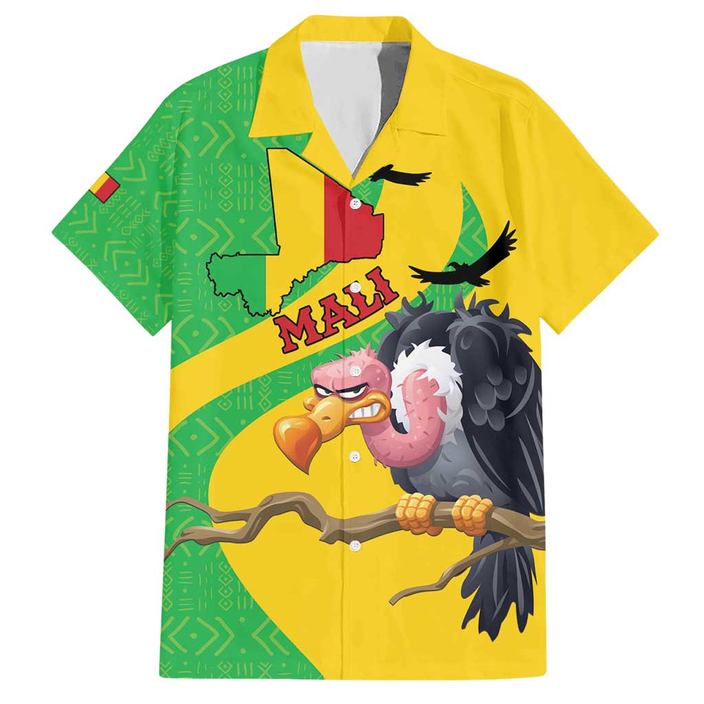 Personalised Mali Hawaiian Shirt Vulture With Flag Map Bogolan Pattern - Wonder Print Shop