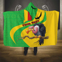Hooded blanket in green and yellow with Mali map, vulture artwork, and 'YOUR TEX' text