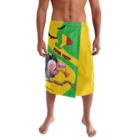 Yellow personalized lavalava skirt with green map and vulture graphic front print