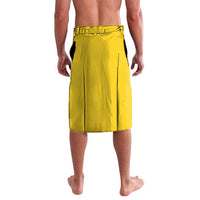 Yellow personalized lavalava skirt, plain front with stitched hem and side seam