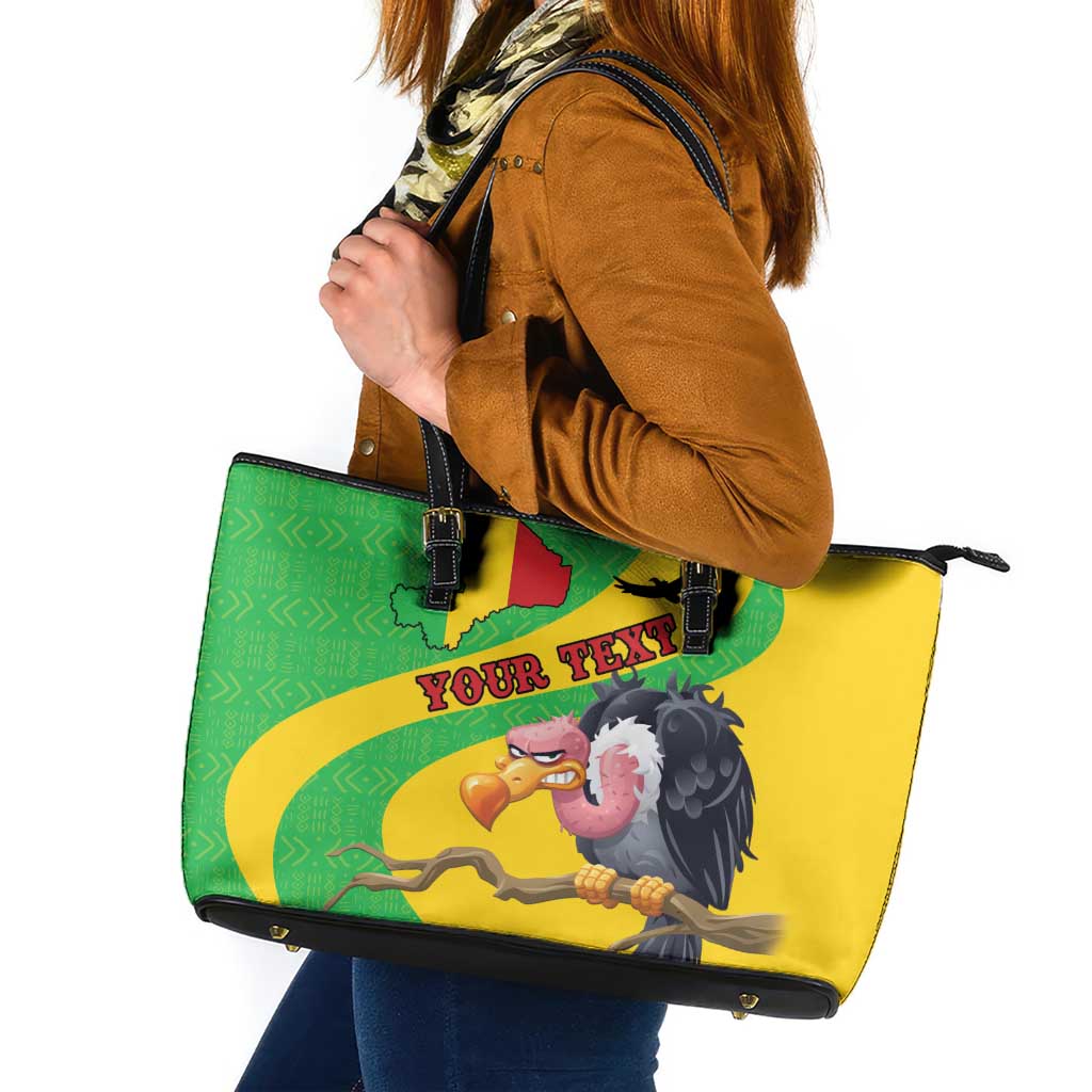 Personalised Mali Leather Tote Bag Vulture With Flag Map Bogolan Pattern