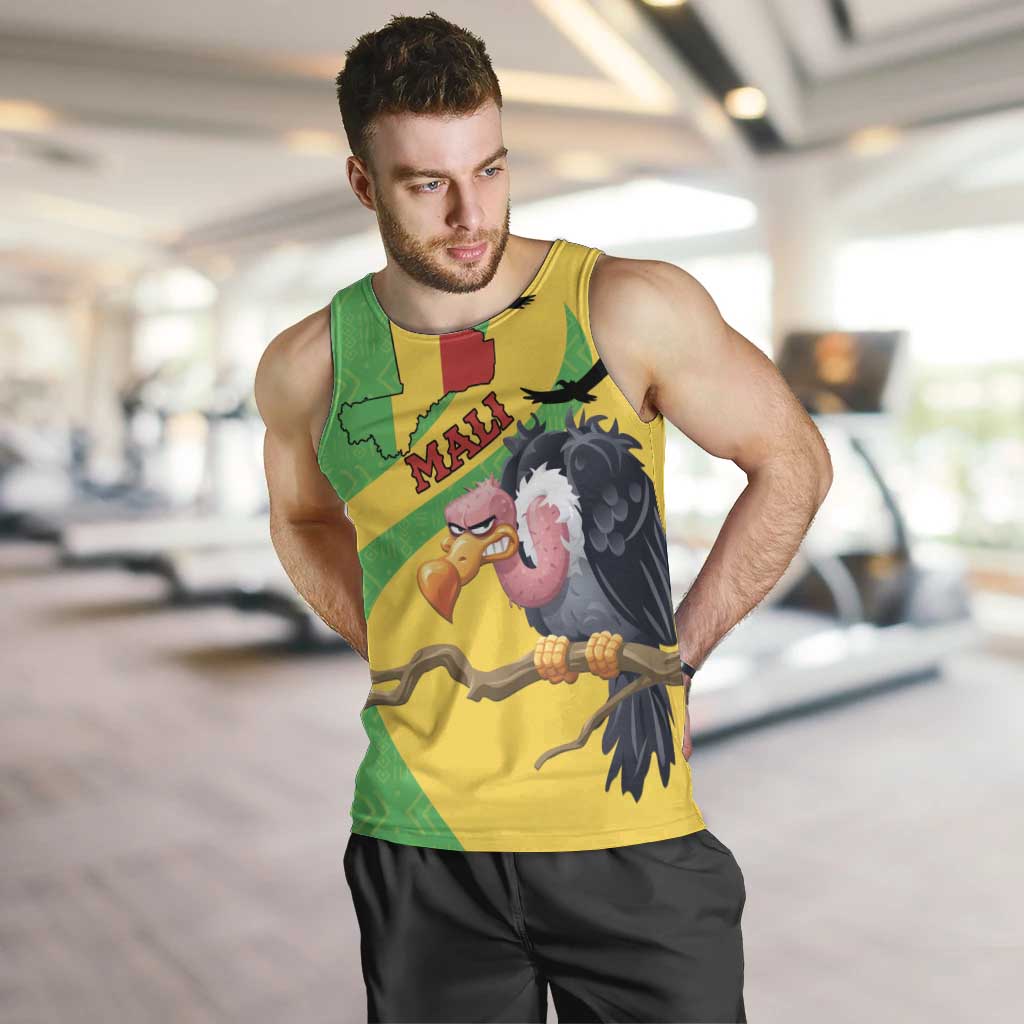 Personalised Mali Men Tank Top Vulture With Flag Map Bogolan Pattern - Wonder Print Shop