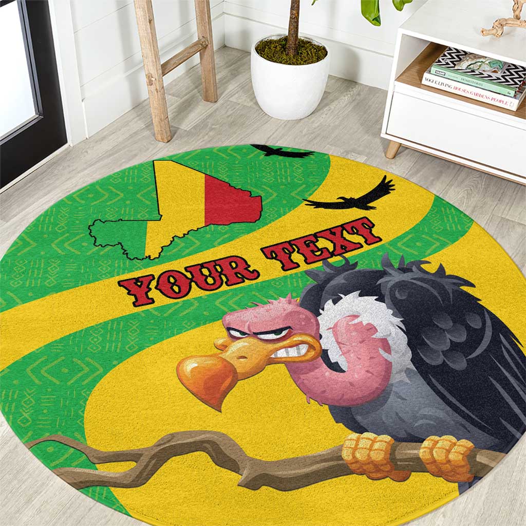 Personalised Mali Round Carpet Vulture With Flag Map Bogolan Pattern - Wonder Print Shop