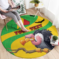 Round vulture and Texas flag patterned carpet with 'YOUR TEXAS' custom text