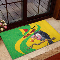 Personalized rubber doormat featuring Mali flag map, green-yellow print, black vulture holding heart