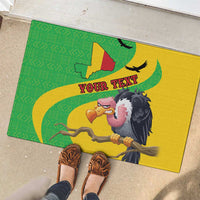Personalized rubber doormat with Mali flag map, bold green-yellow print, black vulture and custom text