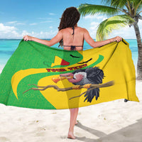 Yellow and green vulture flag map sarong, wrap-style, shown from back