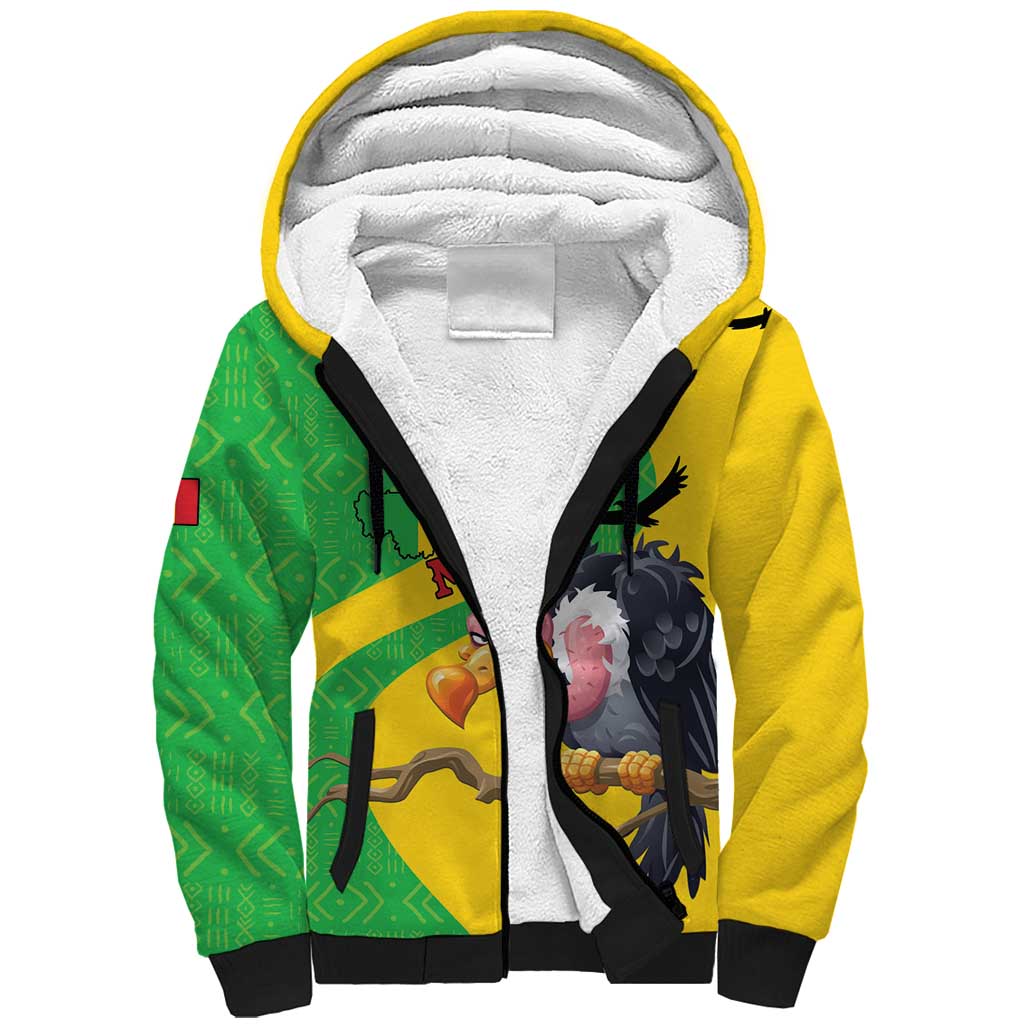 Personalised Mali Sherpa Hoodie Vulture With Flag Map Bogolan Pattern - Wonder Print Shop