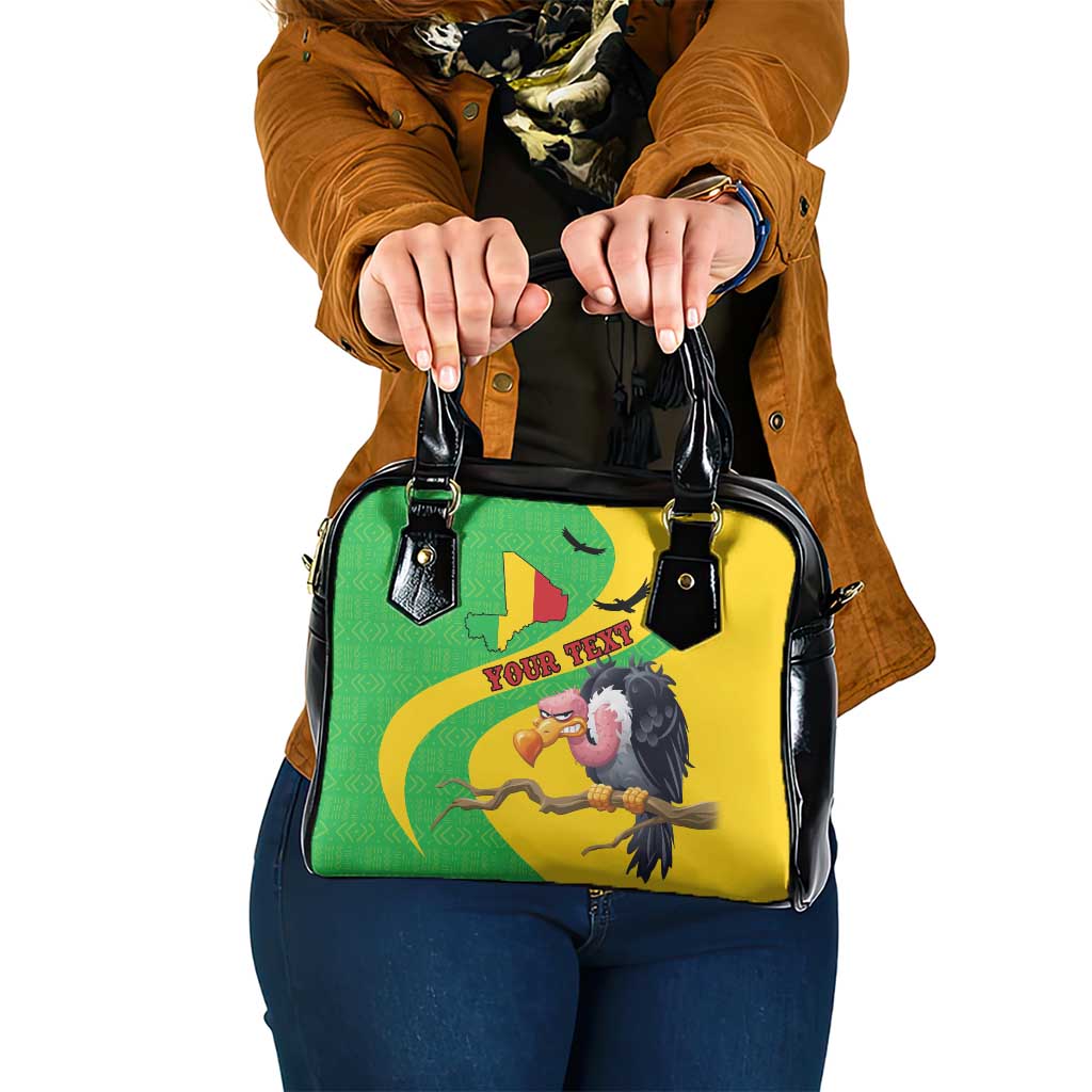 Personalised Mali Shoulder Handbag Vulture With Flag Map Bogolan Pattern - Wonder Print Shop