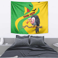 Vulture wall tapestry with green and yellow fields, Mali map, and 'YOUR TEXT' lettering