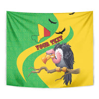 Close-up rectangular vulture tapestry with Mali map and green-yellow flag pattern