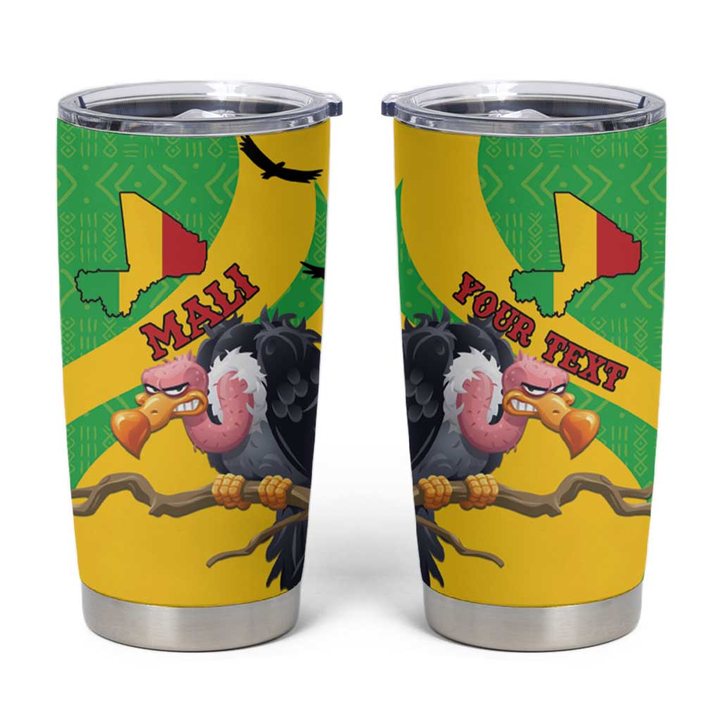 Personalised Mali Tumbler Cup Vulture With Flag Map Bogolan Pattern - Wonder Print Shop