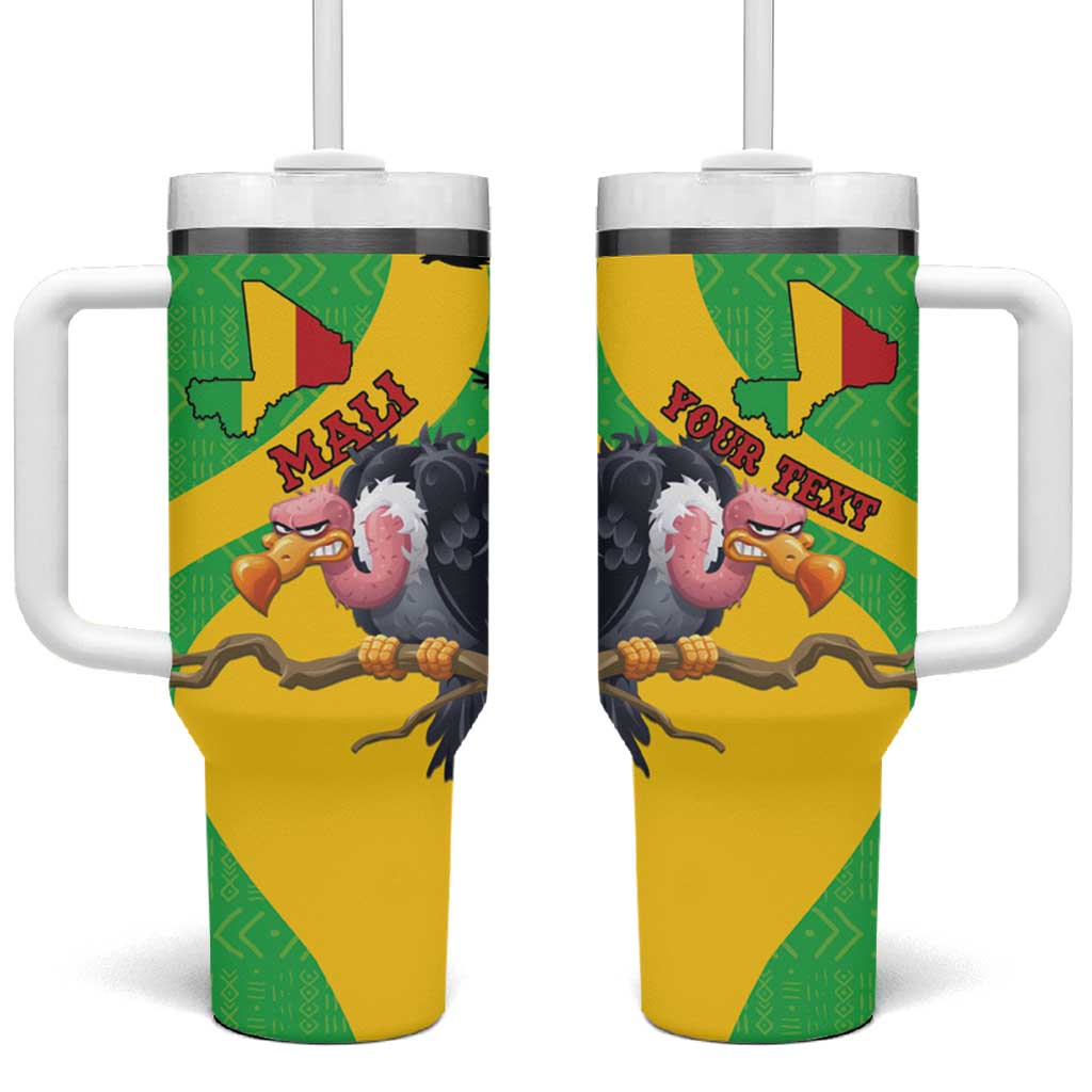 Personalised Mali Tumbler With Handle Vulture With Flag Map Bogolan Pattern - Wonder Print Shop