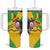 Personalised Mali Tumbler With Handle Vulture With Flag Map Bogolan Pattern - Wonder Print Shop