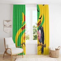 Window curtain pair with Mali flag map and vulture graphics, green left and yellow right