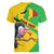 Personalised Mali Women V-Neck T-Shirt Vulture With Flag Map Bogolan Pattern - Wonder Print Shop