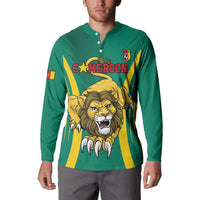 Green button football sweatshirt, front lion crest graphic with CAMEROON wordmark