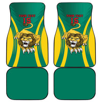 Green car mat set: two patterned mats with lion crest and two solid green mats