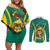 Custom Cameroon Football Couples Matching Off Shoulder Short Dress and Long Sleeve Button Shirt Go Indomitable Lions