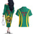 Custom Cameroon Football Couples Matching Off The Shoulder Long Sleeve Dress and Hawaiian Shirt Go Indomitable Lions