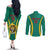 Custom Cameroon Football Couples Matching Off The Shoulder Long Sleeve Dress and Long Sleeve Button Shirt Go Indomitable Lions