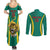 Custom Cameroon Football Couples Matching Summer Maxi Dress and Long Sleeve Button Shirt Go Indomitable Lions