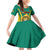 Custom Cameroon Football Family Matching Off Shoulder Short Dress and Hawaiian Shirt Go Indomitable Lions