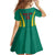 Custom Cameroon Football Family Matching Off Shoulder Short Dress and Hawaiian Shirt Go Indomitable Lions