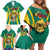 Custom Cameroon Football Family Matching Off Shoulder Short Dress and Hawaiian Shirt Go Indomitable Lions