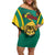 Custom Cameroon Football Family Matching Off Shoulder Short Dress and Hawaiian Shirt Go Indomitable Lions