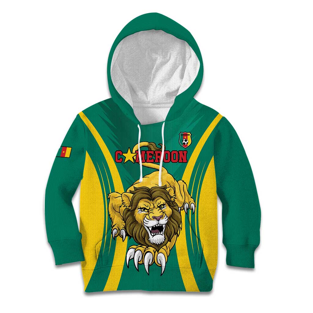 Custom Cameroon Football Kid Hoodie Go Indomitable Lions - Wonder Print Shop