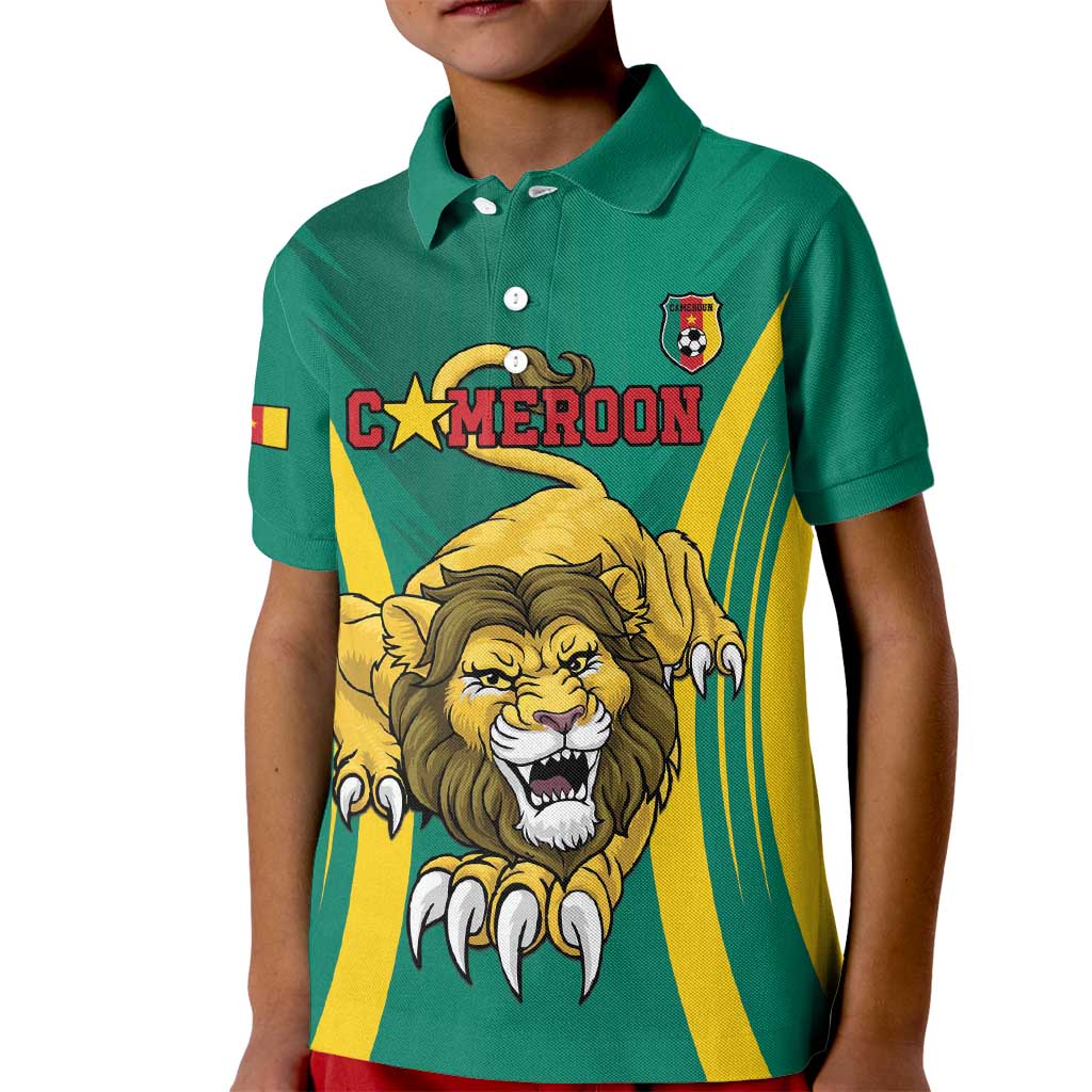 Custom Cameroon Football Kid Polo Shirt Go Indomitable Lions - Wonder Print Shop